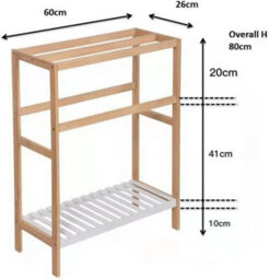 Aspect Furniture Kassi Bamboo Free Standing Towel Rack W/bottom Shelf,natural - thumbnail 4