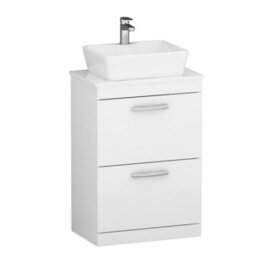 Royal Bathrooms 600mm Floor Standing Vanity Unit 2 Drawer Gloss White & Countertop Basin - Cube - thumbnail 4
