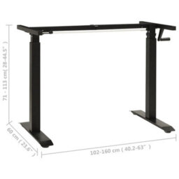 Berkfield Manual Height Adjustable Standing Desk Frame Hand Crank Black - thumbnail 8