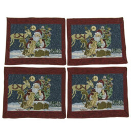 SecureFix Direct Christmas Table Place Mats X4 (Xmas Festive Fabric Red Santa Decoration)
