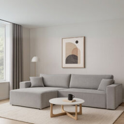 Karl L Maxi Corner Sofa Bed Corduroy Upholstery Storage Springs Universal Left Or Right Hand Side Design Light Grey - thumbnail 1