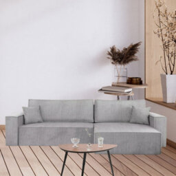 Karl L Maxi Corner Sofa Bed Corduroy Upholstery Storage Springs Universal Left Or Right Hand Side Design Light Grey - thumbnail 2