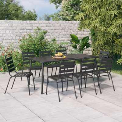 Berkfield 9 Piece Garden Dining Set Anthracite Steel - image 1
