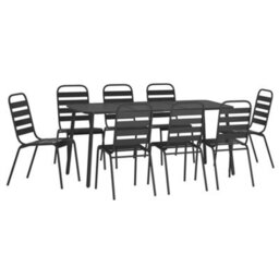 Berkfield 9 Piece Garden Dining Set Anthracite Steel - thumbnail 3