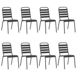 Berkfield 9 Piece Garden Dining Set Anthracite Steel - thumbnail 4