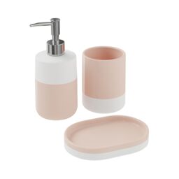 GoodHome Koros Gloss & Matt White & Blush Pink Ceramic Soap Dish - thumbnail 2
