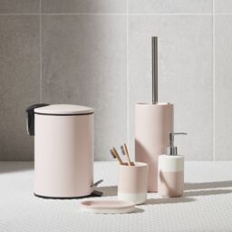 GoodHome Koros Gloss & Matt White & Blush Pink Ceramic Soap Dish - thumbnail 5
