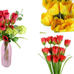 Pegdev - Pdl - Pack Of 6 X 80Cm Artificial Red Tulip Stems With Silk Flowers For Home Office Or Wedding Décor - thumbnail 4