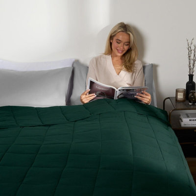 Ohs Supersoft Weighted 8Kg Blanket, Forest Green - 150 X 200Cm - image 1