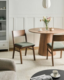 Beliani Set Of 2 Dining Chairs Enola Wood Dark Green/ Brown - thumbnail 2