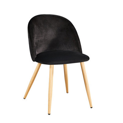 LPD Venice Black Velvet Dining Chairs - Luxurious Comfort With Stylish Oak-Effect Legs (Set Of 2) - image 1