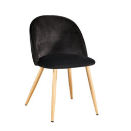 LPD Venice Black Velvet Dining Chairs - Luxurious Comfort With Stylish Oak-Effect Legs (Set Of 2) - thumbnail 1