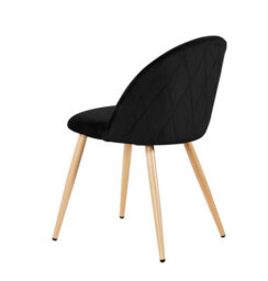 LPD Venice Black Velvet Dining Chairs - Luxurious Comfort With Stylish Oak-Effect Legs (Set Of 2) - thumbnail 2
