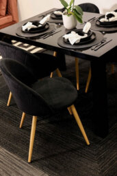 LPD Venice Black Velvet Dining Chairs - Luxurious Comfort With Stylish Oak-Effect Legs (Set Of 2) - thumbnail 4
