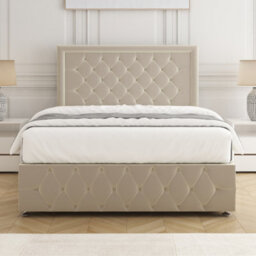 Bsspoke Lena Divan Bed Cream Plush Velvet With 24Inch Headboard & Footboard 4 Drawers & No Mattress In 4Ft6 4Ft 5Ft 6Ft - thumbnail 3