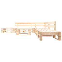 Berkfield 6 Piece Garden Pallet Lounge Set Natural Wood - thumbnail 2
