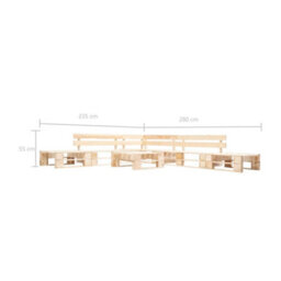 Berkfield 6 Piece Garden Pallet Lounge Set Natural Wood - thumbnail 3