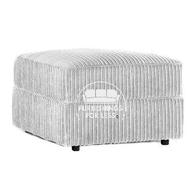 Furnishings For Less UK Luxor  Delta Ferguson Silver Fabric Soft Jumbo Cord Footstool - image 1