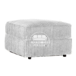 Furnishings For Less UK Luxor  Delta Ferguson Silver Fabric Soft Jumbo Cord Footstool - thumbnail 1