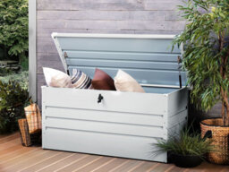 Beliani Storage Box Cebrosa 132 Cm 62 Cm Metal Light Grey - thumbnail 2
