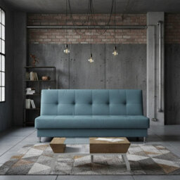 Enduro Iii Sofa Bed 193 Cm With Click Clack Mechanism Storage Comfortable Fold Out Couch With Wooden Frame Light Blue - thumbnail 2