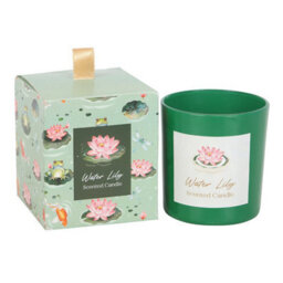 Serene Water Lily Scented Candle In Elegant Green Glass Gift Box - thumbnail 2