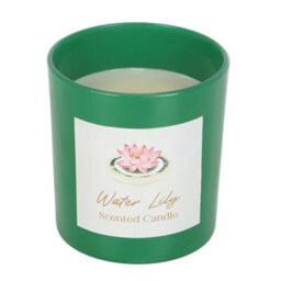 Serene Water Lily Scented Candle In Elegant Green Glass Gift Box - thumbnail 3