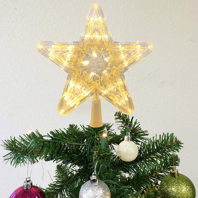 Living And Home Warm White Star-Shaped Christmas Tree Top Decoration 23.5Cm W X 24Cm H - image 1