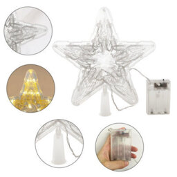 Living And Home Warm White Star-Shaped Christmas Tree Top Decoration 23.5Cm W X 24Cm H - thumbnail 7