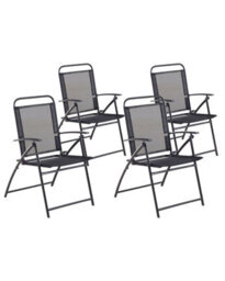 Beliani Black Foldable Garden Chairs Set Of 4 - Weather Resistant, Compact Dining Seating - thumbnail 3