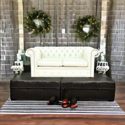 Chesterfield 2 Seater Shelly White Leather Sofa Settee Bespoke In Classic Style - thumbnail 2