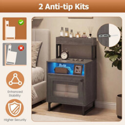 Nightstand Modern End Table With Top Tray - thumbnail 4
