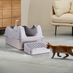 Thehotsale Grey Large Stainless Steel Cat Litter Box 40Cm W X 60Cm D X 30Cm H - thumbnail 2