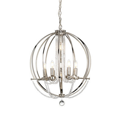 Elstead Lighting Cassie 7 Light Chandelier - Polished Nickel Plated