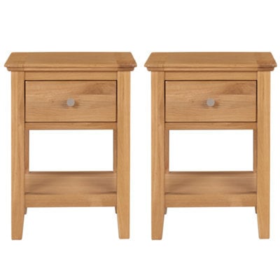 Hallowood Furniture Hereford Oak Lamp Table With Drawer (Pair) - image 1