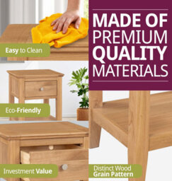 Hallowood Furniture Hereford Oak Lamp Table With Drawer (Pair) - thumbnail 4
