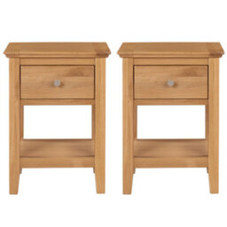 Hallowood Furniture Hereford Oak Lamp Table With Drawer (Pair)