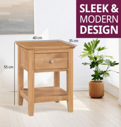 Hallowood Furniture Hereford Oak Lamp Table With Drawer (Pair) - thumbnail 3