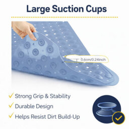 Shopnbits Comfortgrip Asm01 Blue Extra Large 60X90Cm Pvc Anti Slip Bath And Shower Mat With Suction Cups And Foot Scrubber - thumbnail 4