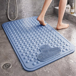 Shopnbits Comfortgrip Asm01 Blue Extra Large 60X90Cm Pvc Anti Slip Bath And Shower Mat With Suction Cups And Foot Scrubber - thumbnail 2