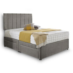 Dining Tables Oslo Matching Headboard Divan Set, 2 Drawer On Same Side With Sprung 1500 Comfort Mattress - Plush Grey - Double - thumbnail 4