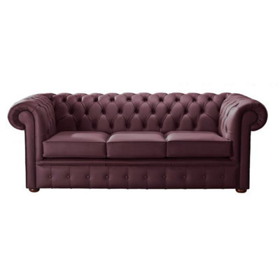 Chesterfield 3 Seater Shelly Philly Leather Sofa Bespoke In Classic Style - image 1