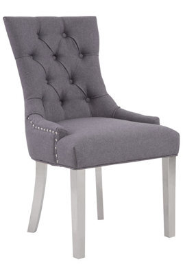 Orsina Classic Minimalist Design Grey Dining Chair, Diamont Tufted Bedroom Chair, Modern Grey Lounge Chair - image 1