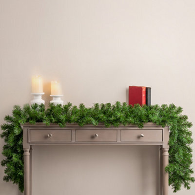 Christow Christmas Garland Artificial Plain Green Pine Decoration - image 1