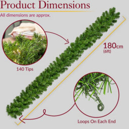 Christow Christmas Garland Artificial Plain Green Pine Decoration - thumbnail 7