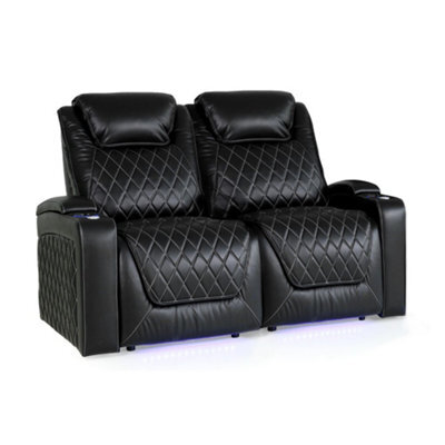Valencia Oslo Xl Home Cinema Seating Row Of 2 Loveseat Black Nappa Leather Power Recliner Tactile Control System - image 1