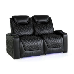Valencia Oslo Xl Home Cinema Seating Row Of 2 Loveseat Black Nappa Leather Power Recliner Tactile Control System