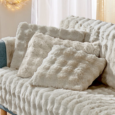 Eldo Brown Bubble Faux Fur Cushion X1 - Soft Bubble-Fleece, 45X45Cm