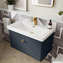 Dezine Loire 2.0 800mm Wall Hung Satin Anthracite Vanity Unit - 1 Tap Hole - thumbnail 2