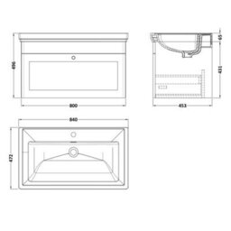 Dezine Loire 2.0 800mm Wall Hung Satin Anthracite Vanity Unit - 1 Tap Hole - thumbnail 4